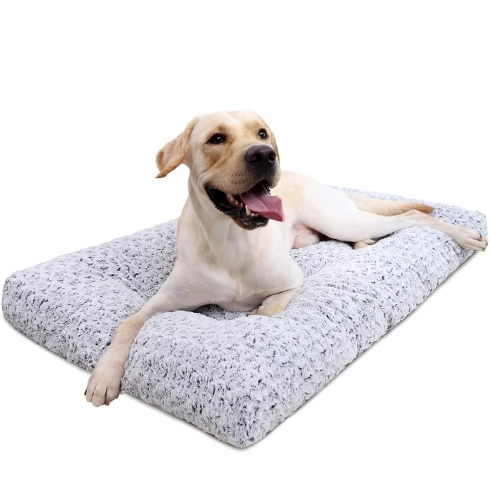 Washable Plush Gray Large Dog Bed 41x27